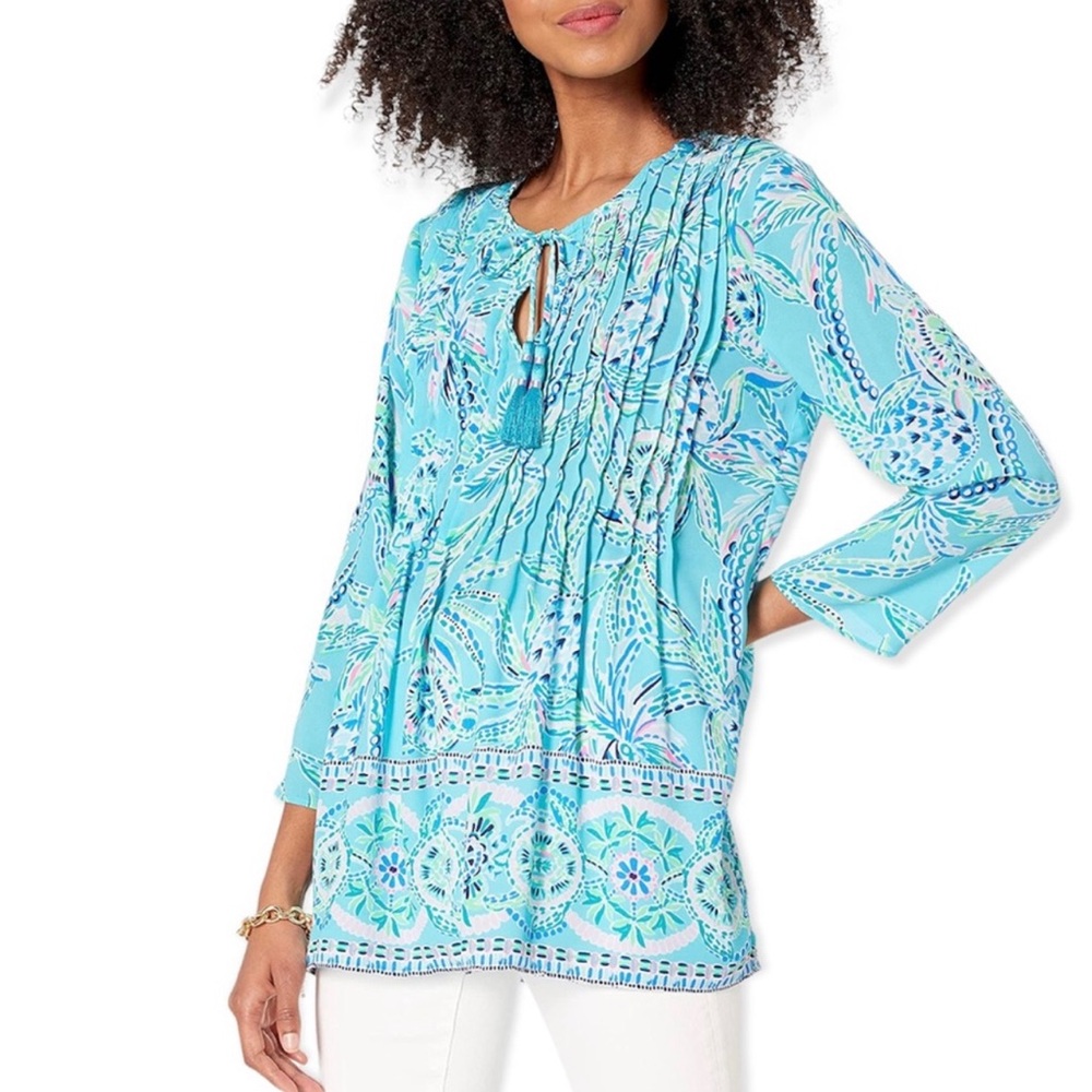 NWT Lilly Pulitzer Marilina Tunic Bermuda Blue Turtle SZN Engineering Tunic